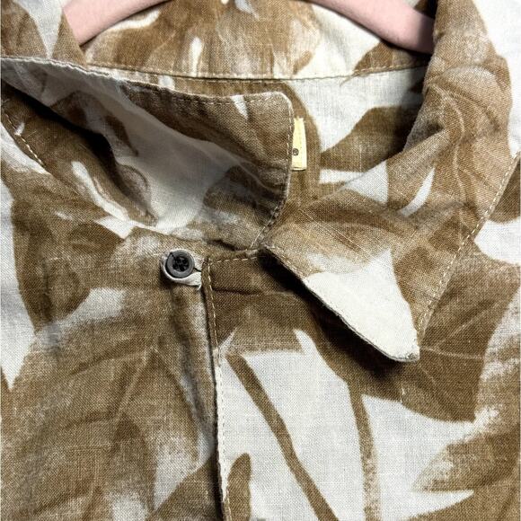 Panama Jack Men's Brown & White Short Sleeve Button Up Tropical Leaves XL Shirt - Picture 5 of 8